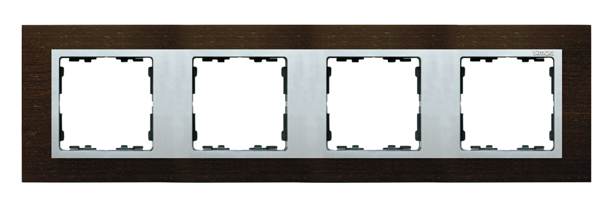 Ramka 4-krotna Nature-drewno, Wenge / pierścień aluminium mat - 82947-65 - KONTAKT SIMON