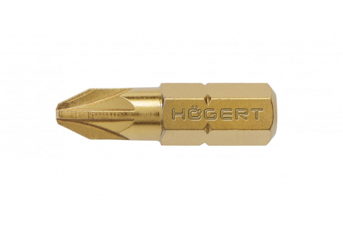 Końcówki wkrętakowe PZ2 25 mm, stal S2, azotek tytanu, 5 szt. - HT1S385 - HOGERT