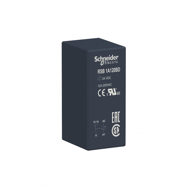 PRZEKAŹNIK INTERFEJSOWY 1C/O 12A 24VDC OPAK.10SZT. - RSB1A120BD - SCHNEIDER ELECTRIC