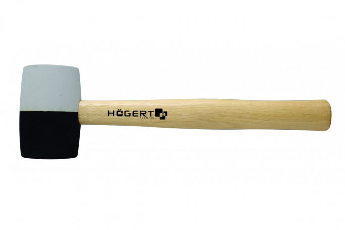Młotek gumowy, biało/czarny 450 g, uchwyt drewniany - HT3B044 - HOGERT