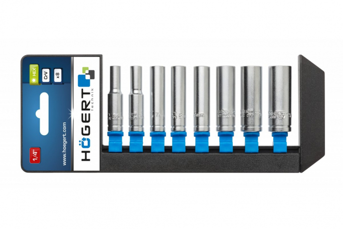 Zestaw nasadek długich 1/4", 8 szt. - HT1A886 - HOGERT