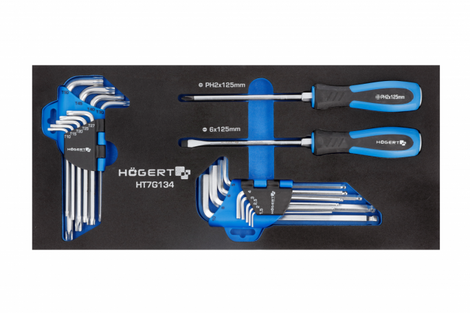 Zestaw wkrętaków, kluczy HEX i TORX 20 szt., wkład EVA - HT7G134 - HOGERT