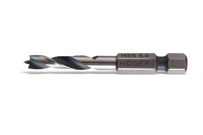 Wiertło  do drewna 5 mm, z uchwytem narzędziowym 1/4" - HT6D345 - HOGERT