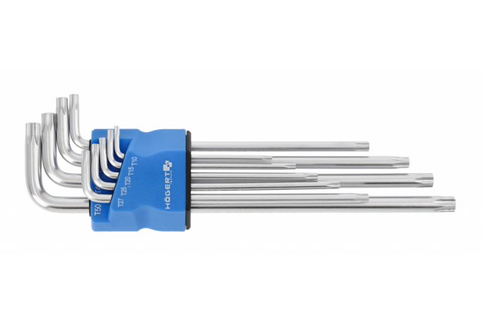 Klucze torx S2, 9 szt. extra długie - HT1W831 - HOGERT