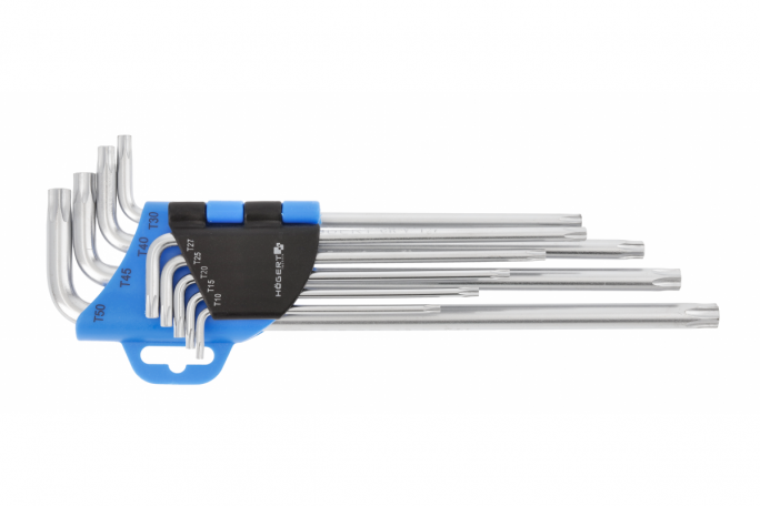 Klucze torx CrV, 9 szt. extra długie - HT1W810 - HOGERT