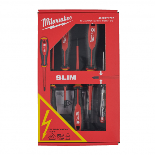 Zestaw wkrętaków VDE - 5szt.  (SL0,5X3X100, SL0,8X4X100, PZ1 X80, PZ2 X100, tester) - 4932478737 - MILWAUKEE