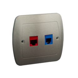 Gniazdo telefoniczne RJ12 + komputerowe RJ45, kategoria 5 dla RJ45. Montaż do puszki na wkręty; satynowy - A5T/29 - KONTAKT SIMON