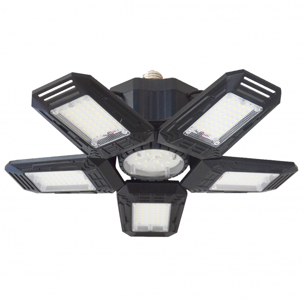 RIGEL LED, lampa warsztatowa składana 5-skrzydłowa, E27, 55W, 6500K, 4950lm - WL-10 - ORNO