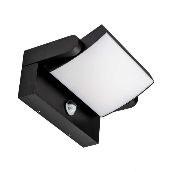 17W Lampa ścienna LED z czujnikiem ruchu / Barwa:4000K / Obudowa: Czarna / Kwadratowa - 2941 - V-TAC