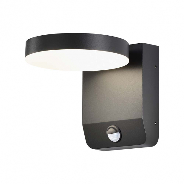 17W Lampa ścienna LED z czujnikiem ruchu / Barwa:4000K / Obudowa: Czarna / Okrągła - 2957 - V-TAC