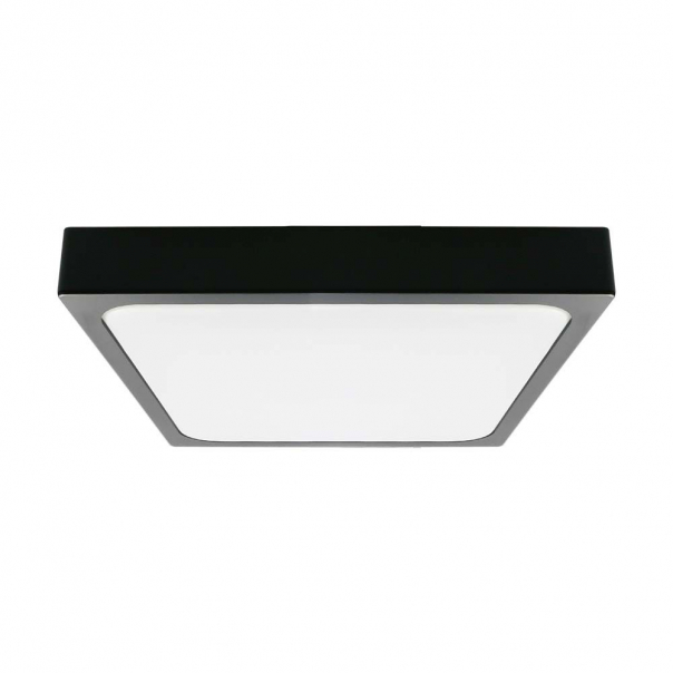 18W Plafon LED / Średnica: 225mm / Barwa:6500K / Klosz: Kwadratowy mleczny czarna ramka / IP44 - 7644 - V-TAC