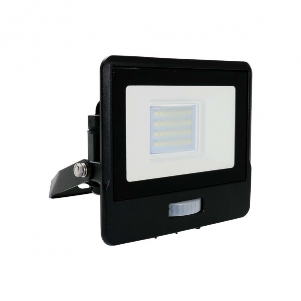 20W Naświetlacz LED SMD z czujnikiem ruchu i mufą kablową / Chip SAMSUNG / Barwa:4000K / Obudowa: Czarna - 20260 - V-TAC