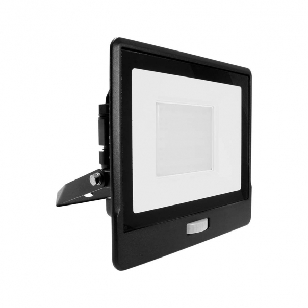 50W Naświetlacz LED SMD z czujnikiem ruchu i mufą kablową / Chip SAMSUNG / Barwa:3000K / Obudowa: Czarna  - 20265 - V-TAC