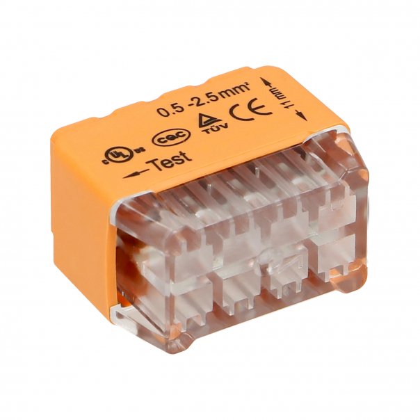 Złączka instalacyjna wciskana 8-przewodowa; dwurzędowa; na drut 0,75-2,5mm2; IEC 300V/24A; 10 szt. - OR-SZ-8004/8/10 - ORNO