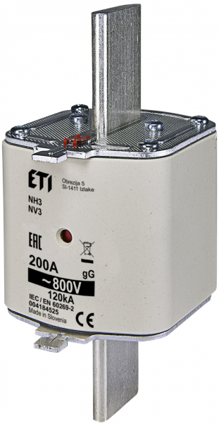 WKŁADKA TOPIKOWA NH - ZWŁOCZNA / KOMBI NH3 GG 160A/800V - 004184524 - ETI