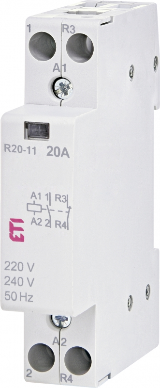 STYCZNIK MODUŁOWY 20A STYK ZWIERNY I ROZWIERNY (1 MOD. 2 BIEG.) R 20-11 230V - 002461220 - ETI