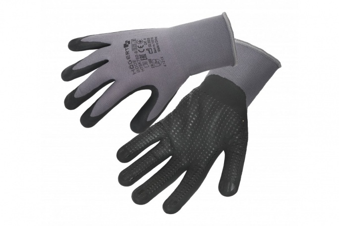 RĘKAWICE OCHRONNE NYLON/SPANDEX POWLEKANE NITRYLEM Z MIKROPIANKI SZARO/CZARNE ROZMIAR 11 (1 PARA) BODE - HT5K762-11 - HOGERT