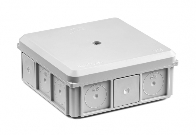 PUSZKA NATYNK NSW90X90 Z DŁAWNICAMI Z WKRĘTEM SZARA IP55  - 35418702 - SIMET