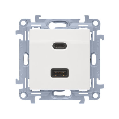 Ładowarka 2xUSB CA  (moduł), ?3.1 A QUICK CHARGE, 5V DC, 230V; biały Simon 10 - CEC2CA.01/11 - KONTAKT SIMON