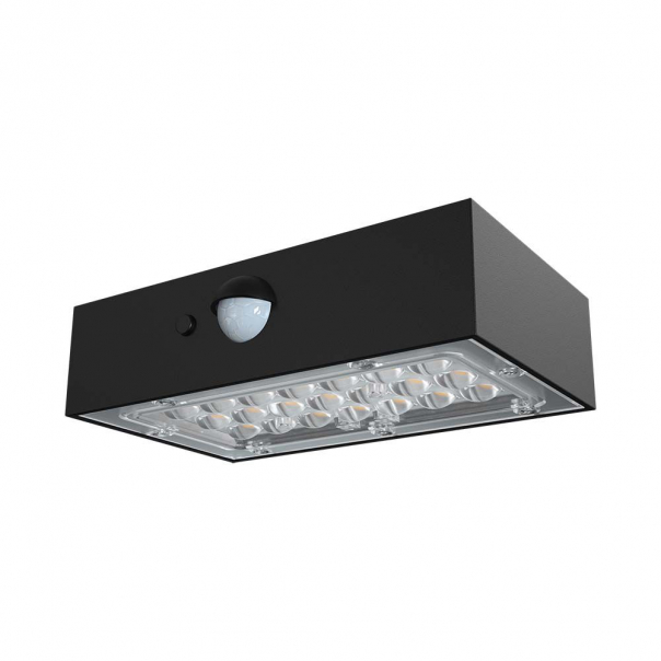 3WLampa ścienna LED solarna 350LM / Bateria litowa 3.7v 1200mA / Barwa: 4000K+3000K / Kolor: Czarny       - 10305 - V-TAC