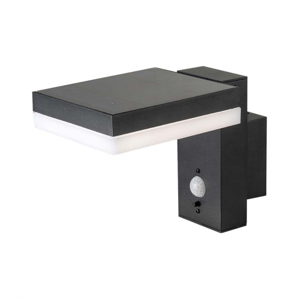 5.5W Lampa ścienna LED SMD solarna z czujnikiem PIR / Barwa: 3000K / Kształt: Kwadratowa        - 10402 - V-TAC