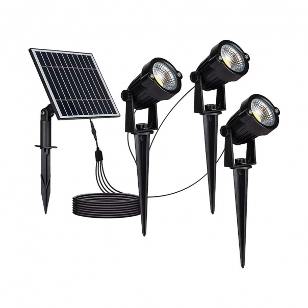 3x1.2W Oprawa ogrodowa + panel solarny / Barwa:3000K / IP65 / Obudowa: Czarny - 20489 - V-TAC