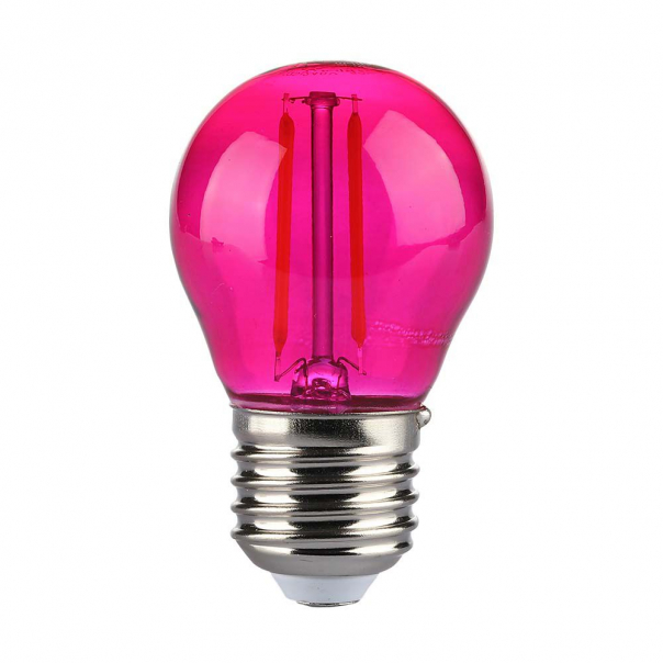 2W G45 Żarówka LED Filament / Różowy / Trzonek:E27 - 217410 - V-TAC