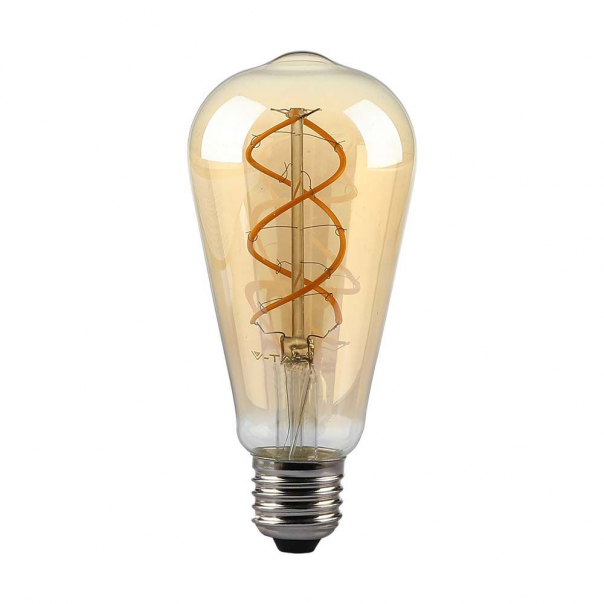 5W ST64 Żarówka LED Filament / Barwa:1800K  / Klosz Bursztynowy / Ściemniana / Trzonek:E27 - 217416 - V-TAC