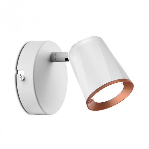 6W Kinkiet LED / Barwa: 3000K / Biały - Pierścień miedź - 218250 - V-TAC