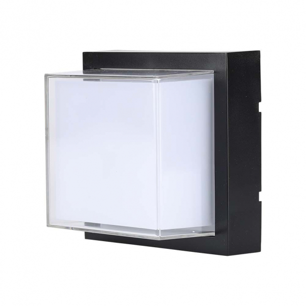 12W Lampa ścienna LED / Barwa:3000K / Czarny / Kwadratowa - 218543 - V-TAC