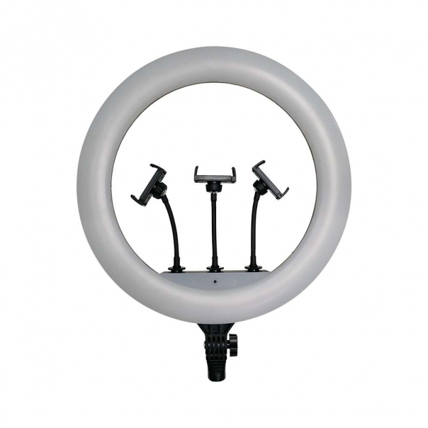 55W Lampa pierścieniowa LED z 3 uchwytami na telefony i pilotem / Barwa: 3200K-5800K         - 23047 - V-TAC