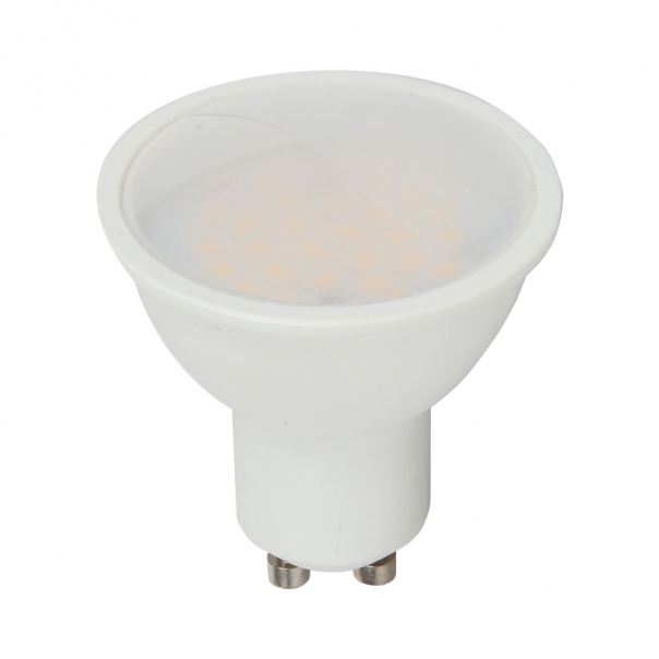 7W Żarówka LED / Klosz: Mleczny / Barwa:3000K / Kąt 110' / Trzonek:GU10 / Ściemniana - 1669 - V-TAC