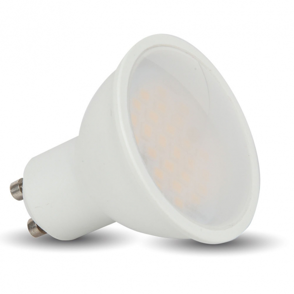 7W Żarówka LED / Klosz: Mleczny / Barwa:6000K / Kąt 110' / Trzonek:GU10 / Ściemniana - 1671 - V-TAC