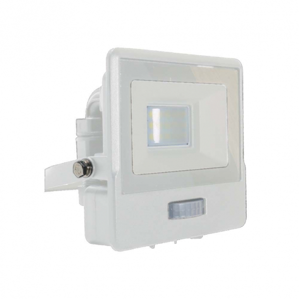10W Naświetlacz LED SMD z czujnikiem ruchu i mufą kablową / Chip SAMSUNG / Barwa:4000K / Obudowa: Biała - 20269 - V-TAC