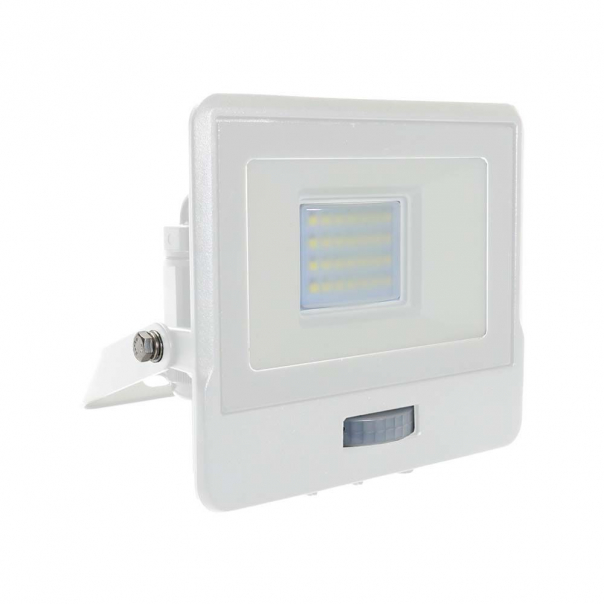 20W Naświetlacz LED SMD z czujnikiem ruchu i mufą kablową / Chip SAMSUNG / Barwa:4000K / Obudowa: Biała - 20272 - V-TAC