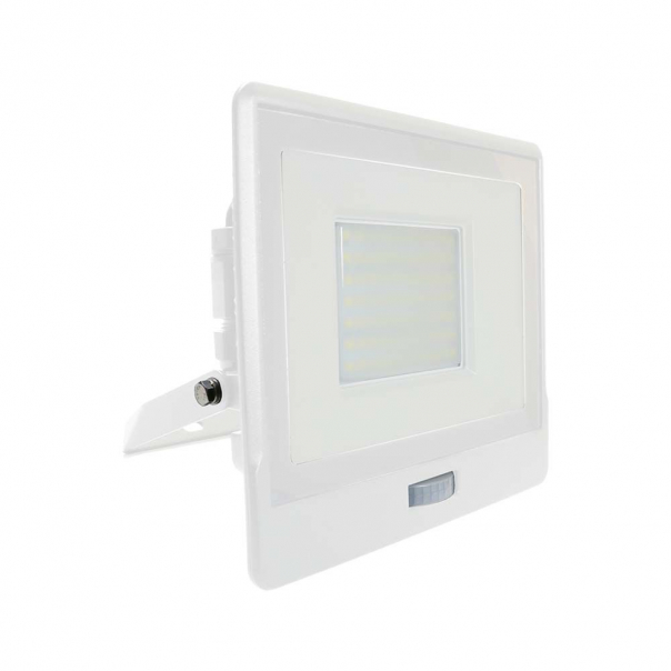 50W Naświetlacz LED SMD z czujnikiem ruchu i mufą kablową / Chip SAMSUNG / Barwa:4000K / Obudowa: Biała - 20278 - V-TAC