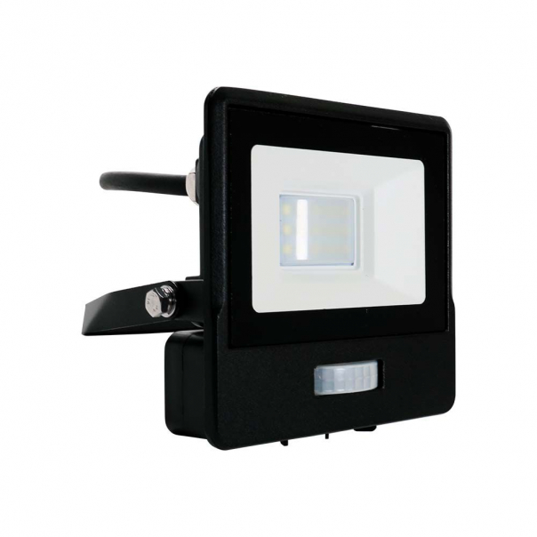 10W Naświetlacz LED SMD z czujnikiem ruchu / Chip SAMSUNG / Przewód: 1m / Barwa:6500K / Obudowa: Czarna - 20282 - V-TAC