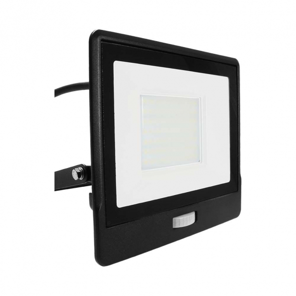 50W Naświetlacz LED SMD z czujnikiem ruchu / Chip SAMSUNG / Przewód: 1m / Barwa:4000K / Obudowa: Czarna - 20290 - V-TAC