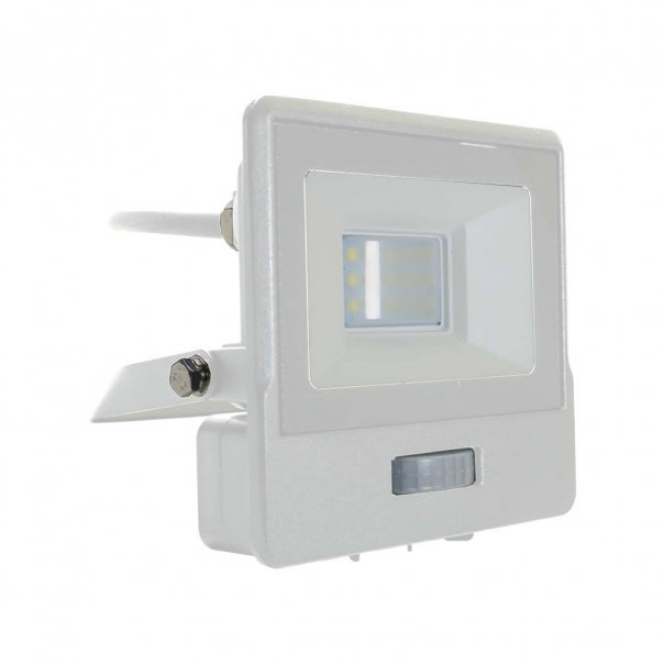 10W Naświetlacz LED SMD z czujnikiem ruchu / Chip SAMSUNG / Przewód: 1m / Barwa:4000K / Obudowa: Biała - 20293 - V-TAC
