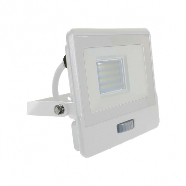 20W Naświetlacz LED SMD z czujnikiem ruchu / Chip SAMSUNG / Przewód: 1m / Barwa:3000K / Obudowa: Biała - 20295 - V-TAC