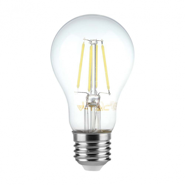 6W A60 Żarówka LED Filament / Klosz Transparentny /Barwa:3000K / Trzonek:E27 - 214272 - V-TAC