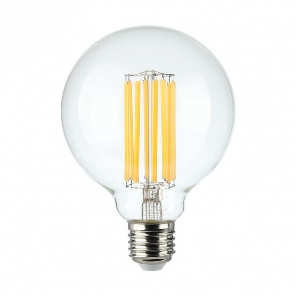6W G95 Żarówka LED Filament / Klosz Transparentny / Barwa:3000K / Trzonek:E27 - 214305 - V-TAC