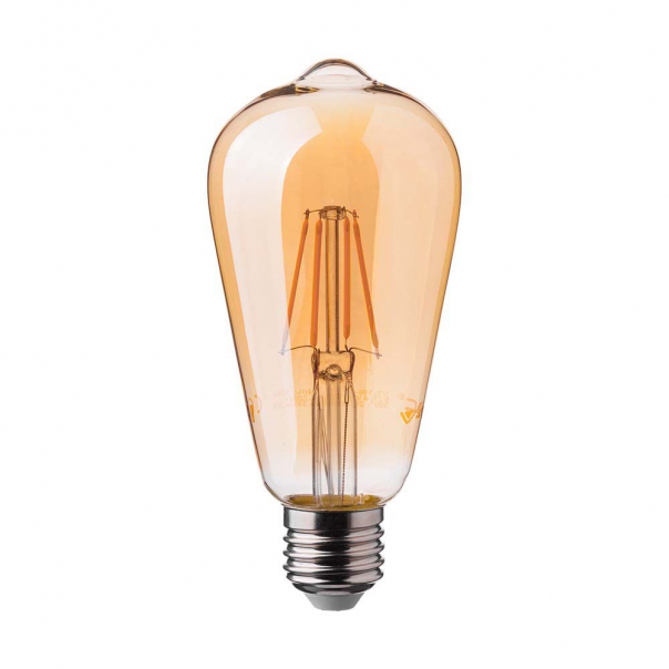 6W LED ST64 Żarówka LED Filament / Klosz: Bursztynowy / Barwa:2200K / Trzonek:E27 - 214362 - V-TAC