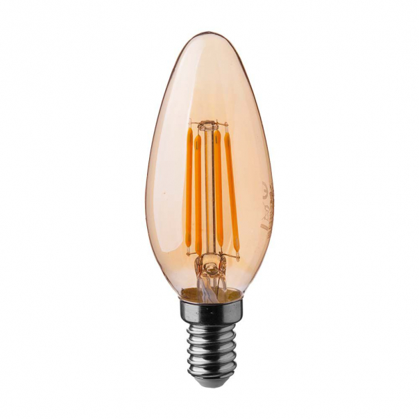 4W C35 Żarówka LED Filament / Klosz: Bursztynowy / Barwa:2200K / Trzonek:E14 - 217113 - V-TAC