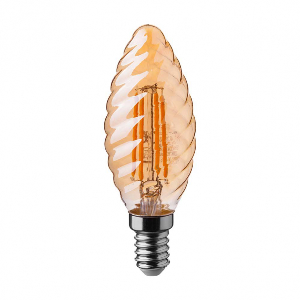 4W C35 Żarówka LED Filament / Klosz: Bursztynowy kręcony / Barwa:2200K / Trzonek:E14 - 217115 - V-TAC