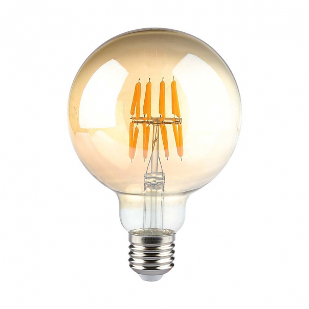 8W G95 Żarówka LED Filament / Klosz Bursztynowy / Barwa:2200K / Trzonek:E27 - 217145 - V-TAC