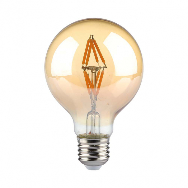 4W G80 Żarówka LED Filament / Klosz Bursztynowy / Barwa:2200K / Trzonek:E27 - 217148 - V-TAC