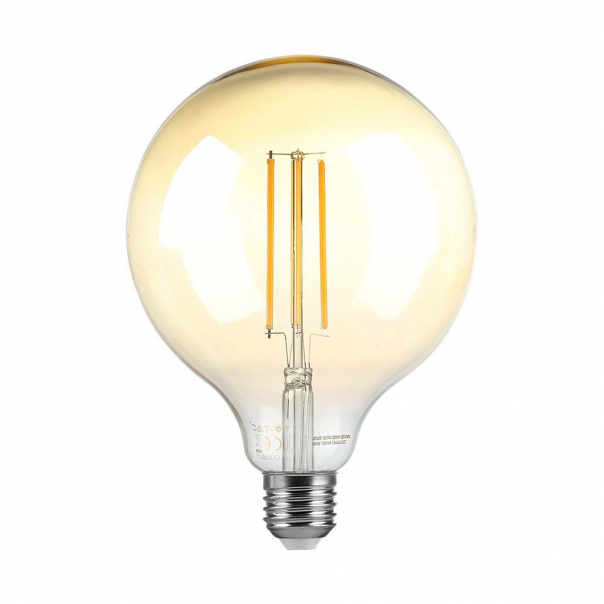 8W G125 Żarówka LED Filament / Klosz Bursztynowy / Ściemniana / Barwa:2200K / Trzonek:E27 - 217155 - V-TAC