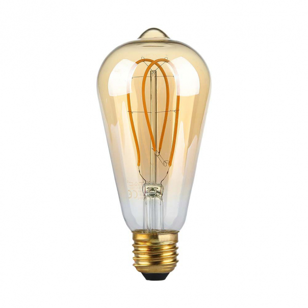 5W ST64 Żarówka LED Filament-Deko / Barwa:1800K  / Klosz: Bursztynowy / Trzonek: E27 - 217220 - V-TAC