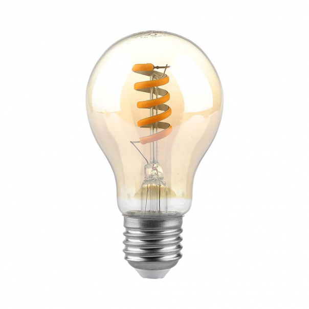  4W Żarówka LED Filament - Spiralna / Klosz: Bursztynowy / Trzonek:E27 / Barwa:1800K  - 217335 - V-TAC